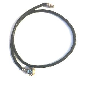 Pandora black leather braided bracelet